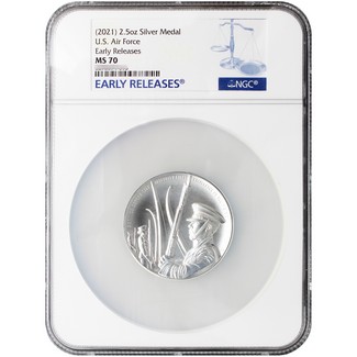 (2021) US Air Force 2.5 oz. Silver Medal NGC MS70 Early Releases Blue Label