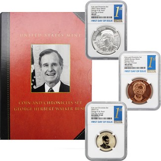 2021 George H. W. Bush Coin & Chronicles Set NGC 69 First Day Issue