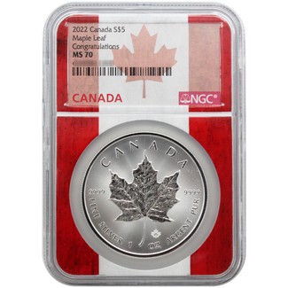 2022 Congratulations Set Silver Maple Leaf NGC MS70 Canada Flag Core
