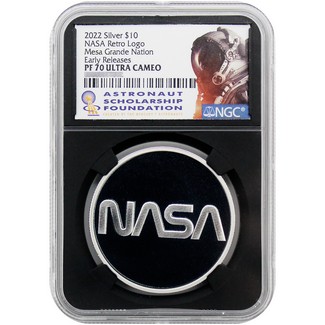 2022 $10 Mesa Grande Nation NASA Retro Worm Logo 1 oz PF Silver Colorized Coin NGC PF70 UC ER