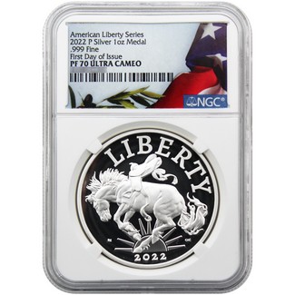 2022P 1 oz American Liberty Silver Medal NGC PF70 UC FDI Flag/Olive Branch of Peace Labe