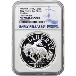 2022 P 1 oz. American Liberty Series Silver Medal NGC PF69 Early Release Blue Label