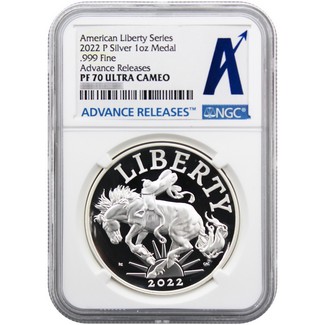 2022 P 1 oz. American Liberty Series Silver Medal NGC PF70 Ultra Cameo Advance Releases