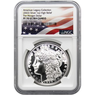 American Legacy Collection (2022) Silver 1oz High Relief "The Morgan Dollar" NGC PF70 UC Flag Label