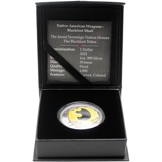 2022 $1 Blackfoot Maul 1oz Silver Proof Curved Coin in OGP