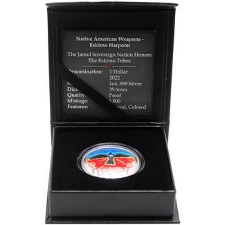 2022 $1 Eskimo Harpoon 1oz Silver Proof Curved Coin in OGP