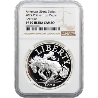 2022 P 1 oz. American Liberty Series Silver Medal NGC PF70 Ultra Cameo Brown Label
