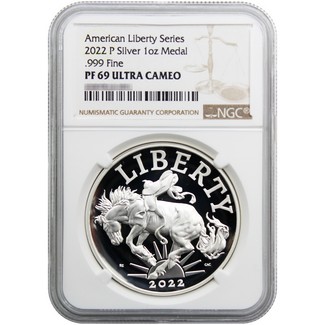 2022 P 1 oz. American Liberty Series Silver Medal NGC PF69 Ultra Cameo Brown Label