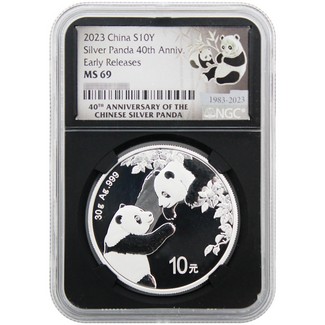 2023 Silver China Panda NGC MS69 Early Releases Black Core