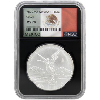 2022 Mexico 1 Onza Silver 1 oz Libertad NGC MS70 Black Core Flag Label