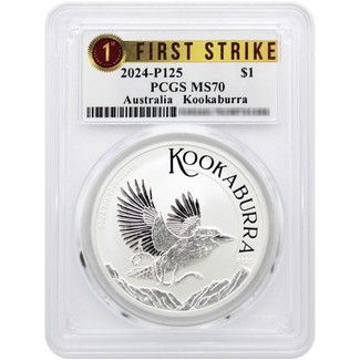 2024 P125 $1 Australia 1 oz Silver Kookaburra PCGS MS70 First Strike 1st Label