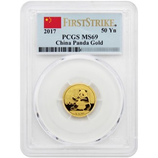 2017 China 3 Gram Gold Panda PCGS MS69 FS Flag Label