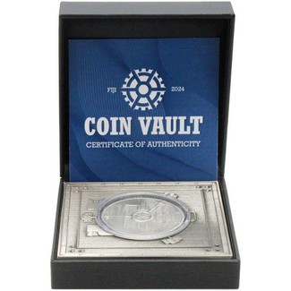 2024 $2 Fiji 1oz Silver Antiqued Vault Coin in Half Dollar Fiji Silver Plated Antiqued Ingot