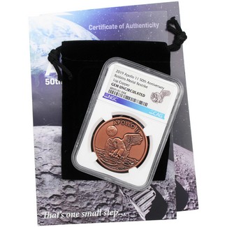 2019 Copper 1oz Apollo 11 50th Anniversary Robbins Medal Restrike NGC GEM UNC