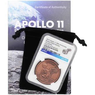 2019 Copper 1oz Apollo 11 50th Anniversary Robbins Medal Restrike NGC GEM UNC First Day Production