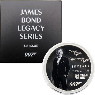 2024 $1 Proof Perth Mint James Bond Legacy Series 5th Issue: Daniel Craig 1oz Colorized Silver Coin OGP