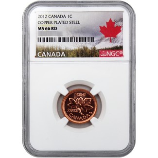 2012 1c Canada Copper Plated Steel NGC MS65 RD or Higher Canada Maple Leaf Label