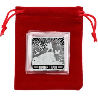 Trump Train Silver 1oz .999 Square  Bullion in Flip & Red Pouch