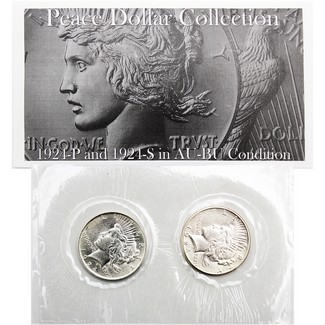 1924 P and 1924 S Peace Dollar in AU/BU Condition