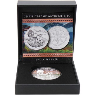 2025 $1 Proof Oglala Lakota Sioux Nation Native American Series 1oz Silver Eagle Feather OGP