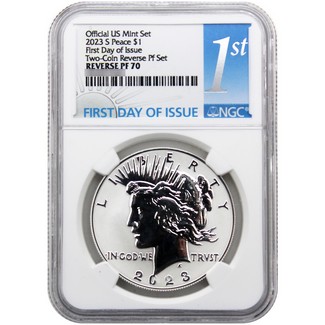 2023 S Reverse Proof Peace Dollar NGC PF70 FDI From the 2-Coin Set 1st Label