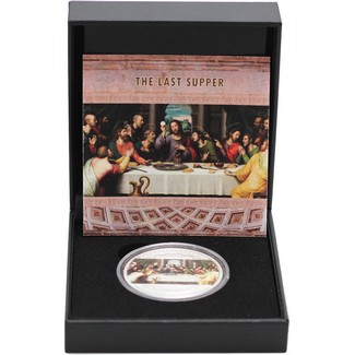 2025 2000 Francs Cameroon 1oz Colorized Silver Last Supper BU Coin in OGP