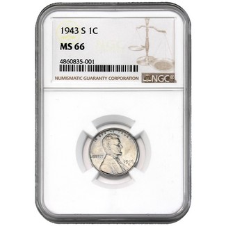 1943-S Lincoln (Steel) Cent NGC MS-66