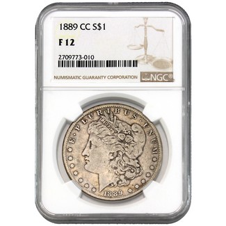 1889-CC Morgan Silver Dollar NGC Fine-12 (Mintage 350,000)