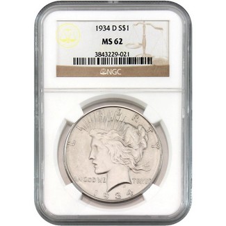 1934-D Peace Dollar NGC MS-62