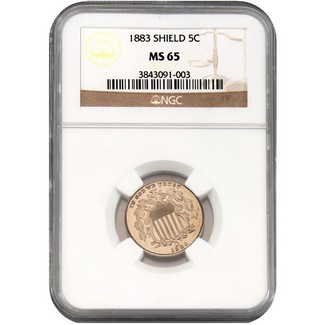 1883 Shield Nickel NGC MS-65