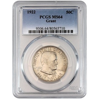 1922 Grant Commem Half Dollar PCGS MS-64