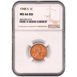 1948-S Lincoln Cent NGC MS-66 RD