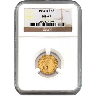 1914-D $2.5 Gold Indian NGC MS-61