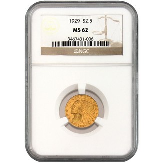 1929 $2.5 Gold Indian NGC MS-62