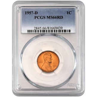 1957-D Lincoln Cent PCGS MS-66 RD