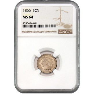 1866 Three Cent Nickel NGC MS-64