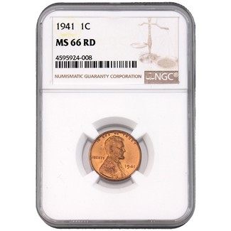 1941 Lincoln Cent NGC MS-66 RD