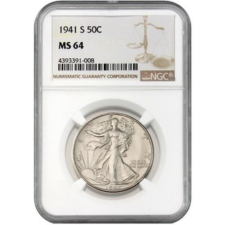 1941-S Walking Liberty Half Dollar NGC MS-64