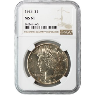 1928 Peace Dollar NGC MS-61 (Mintage 360,649)