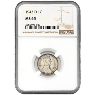 1943-D Lincoln (Steel) Cent NGC MS-65