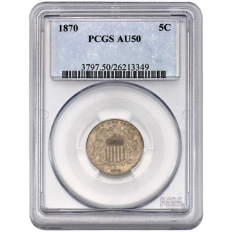 1870 Shield Nickel PCGS AU-50