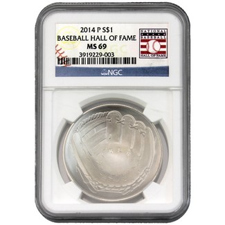 2014 P Baseball Commem Dollar NGC MS-69