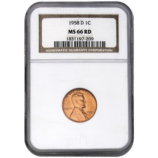 1958-D Lincoln Cent NGC MS-66 RD