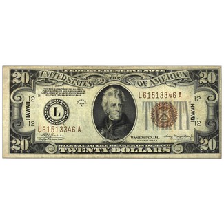 1934 $20 (Hawaii) Federal Reserve Note