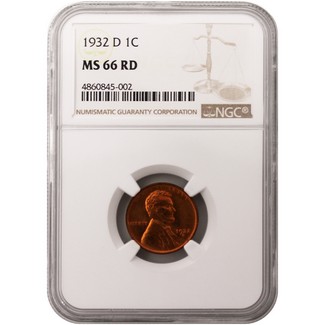 1932-D Lincoln Cent NGC MS-66 RD