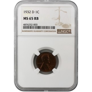 1932-D Lincoln Cent NGC MS-65 RB