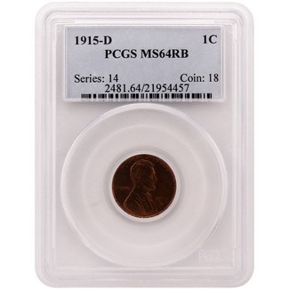 1915-D Lincoln Cent PCGS MS-64 RB