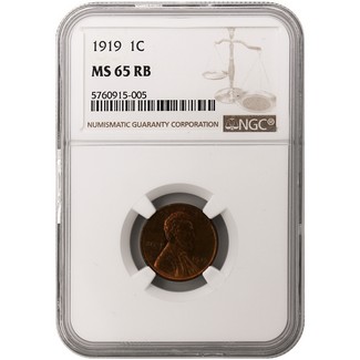 1919 Lincoln Cent NGC MS-65 RB
