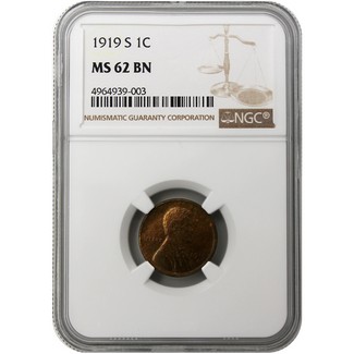 1919-S Lincoln Cent NGC MS-62 BN