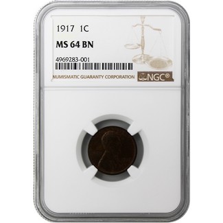 1917 Lincoln Cent NGC MS-64 BN